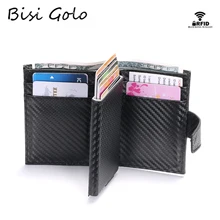 BISI GORO новейший мужской держатель для Карт RFID алюминиевый сплав кредитный держатель для карт металлический кожаный бумажник Противоугонный мужской автоматический Чехол для карт