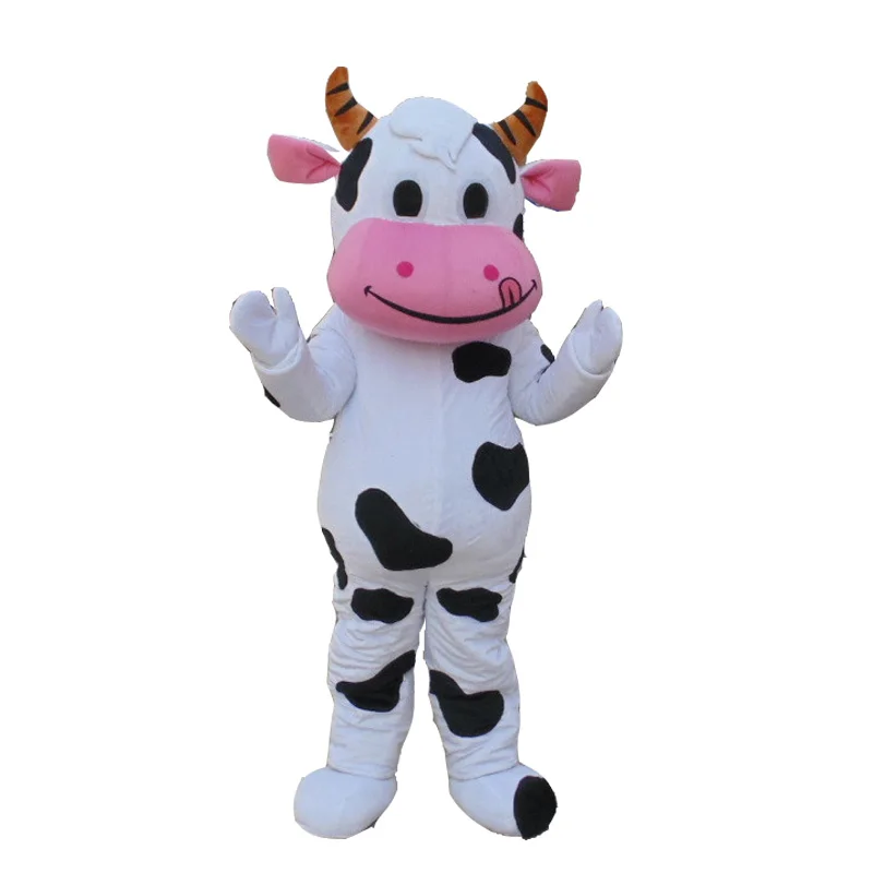 Костюм талисмана коровы для взрослых на Хэллоуин, высокое качество, мультяшные костюмы коровы