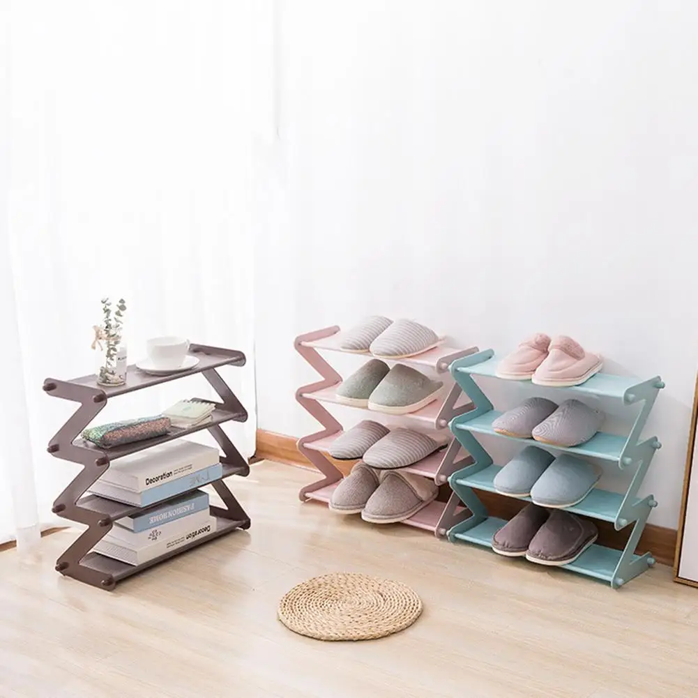 

Multi-layer Storage Shoes Organizer Easy To Install Z Type Shoe Holder For Home Living Room Space Saving