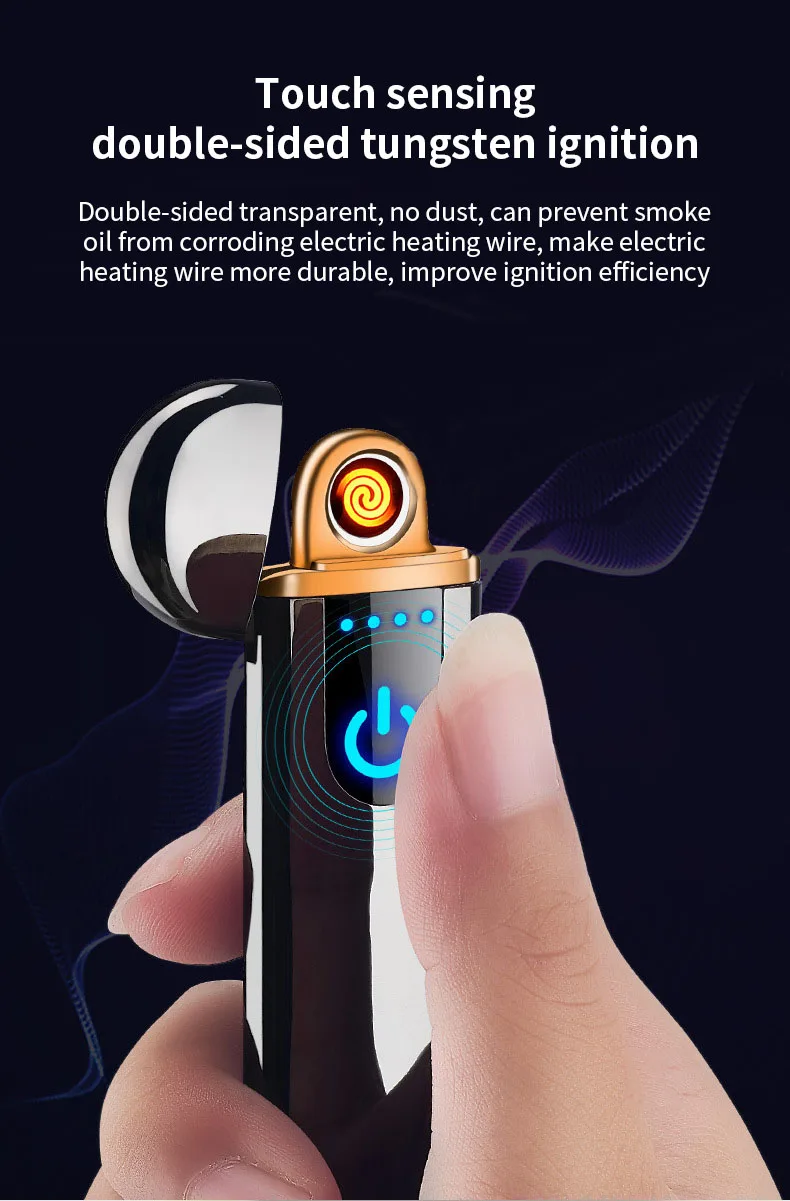 Отпечаток пальца Sensitive мини зажигалка Прикуриватель USB зажигалки ветрозащитная беспламенная перезаряжаемая Электронная зажигалка для курения