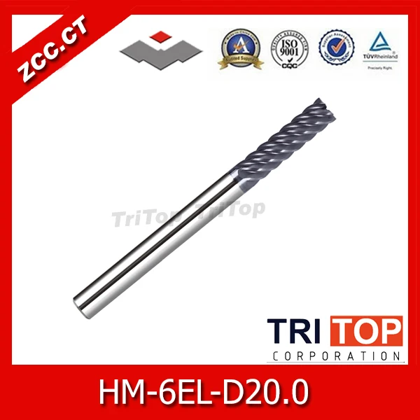 

ZCC.CT HM/HMX-6EL-D20.0 Solid carbide 6-flute flattened end mills with straight shank and long cutting edge
