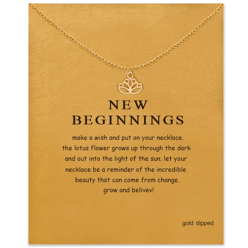

Trendy Buddhism Lotus Pendant Necklace For Women Minimalist Gold Color Chain Choker Necklaces Valentine's Day Gift Card