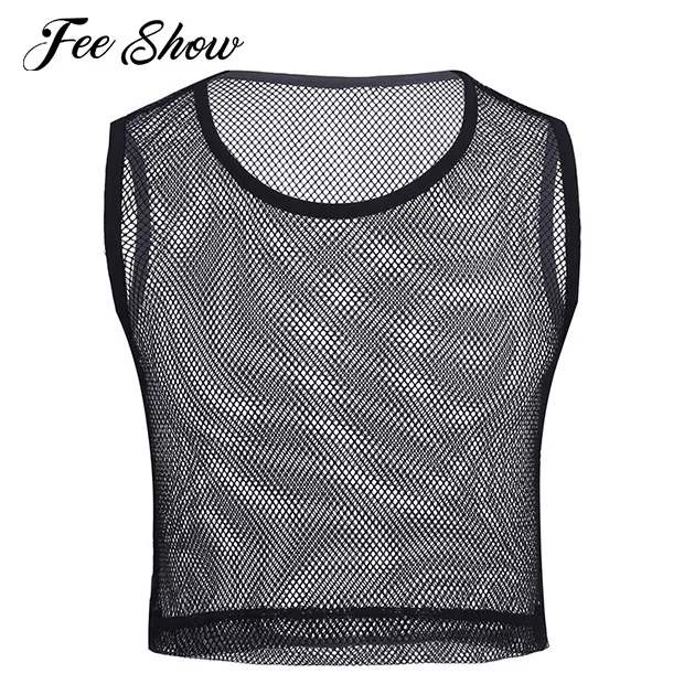 Men Sleeveless See through Mesh Muscle Top T Shirt New Mens