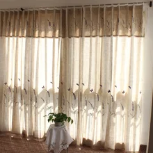 1 панель льняная/полиэфирная Смешанная вышитая Лаванда и бабочка шторы для гостиной полушторы занавески