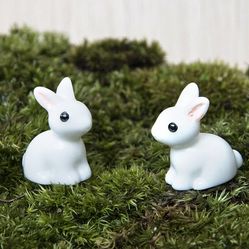 JW_ CO_ KE_ 10Pcs Mini Rabbit Figurines Miniatures DIY Animal Micro Fairy Gard 