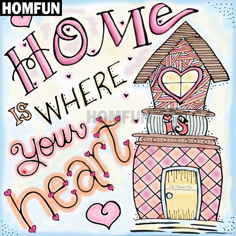 HOMFUN Full Square/Round Drill 5D DIY Diamond Painting &quotHOME Heart&quot Embroidery Cross Stitch Home Decor Gift A02696 | Дом и сад