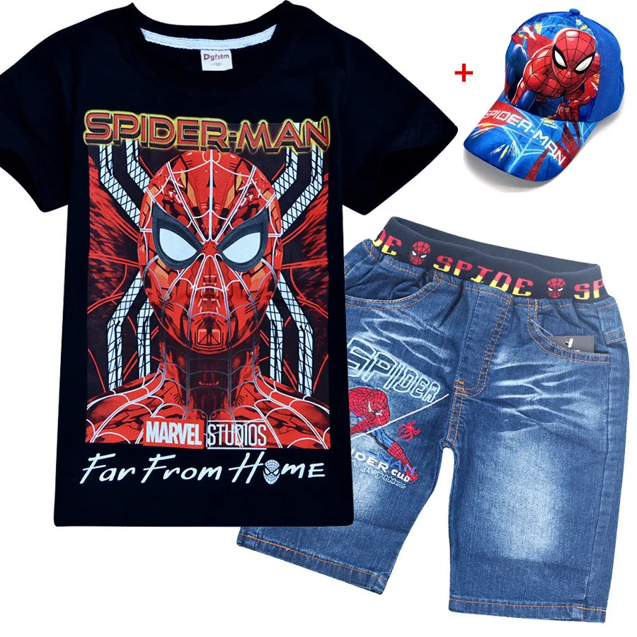 

2019 New spiderman Baby Boys Sets Summer Boys Sets Clothes T shirt+short Pants cotton sports Letter printed Set Children Suit