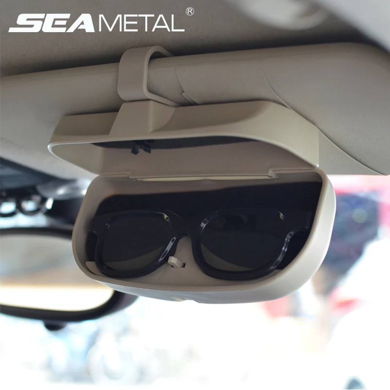 Car Sun Visor Glasses Case Clip Sunglasses Storage Holder Box Apply to All Car Models Clear