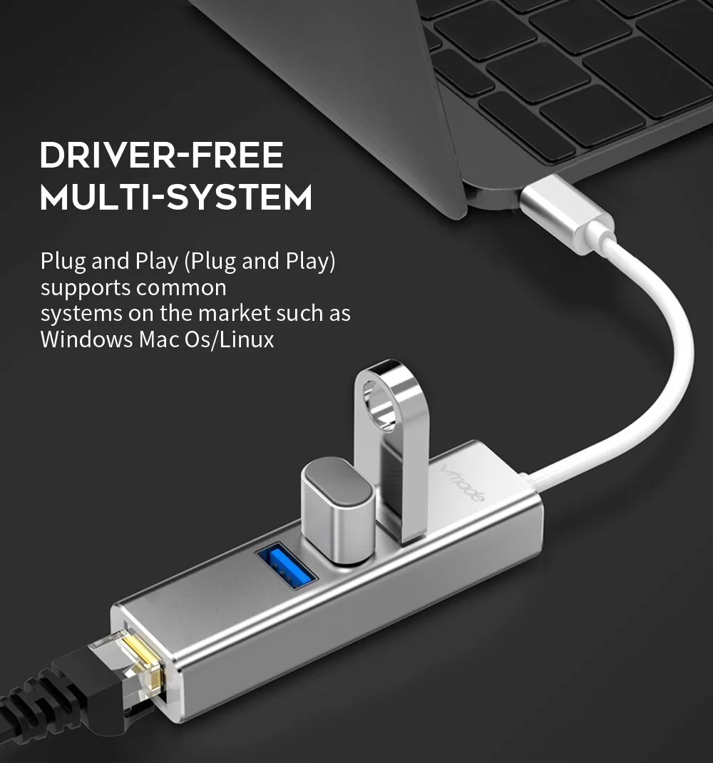 Vmade 3 в 1 type C к USB 3,0 с Rj45 Gigabit Ethernet сетевой USB C концентратор адаптер Thunderbolt 3 для MacBook Pro huawei P20