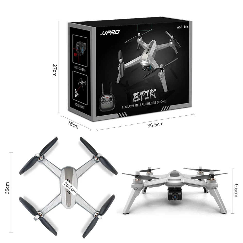 (Total 2 batteries) JJPRO JJRC X5 EPIK FPV RC Drone with 1080P Camera 5G Wifi GPS Follow Me Altitude Hold RC Quadcopter