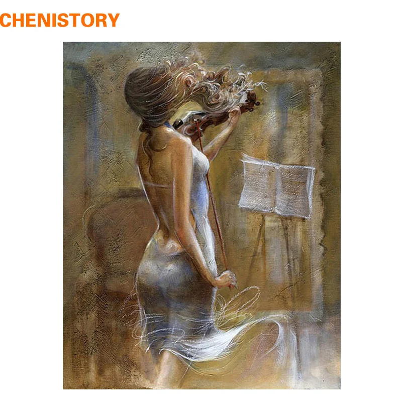 

CHENISTORY DIY Painting By Numbers Acrylic Paint On Canvas Abstract Oil Painting For Room Artwork Adornment 40x50cm Play Violin