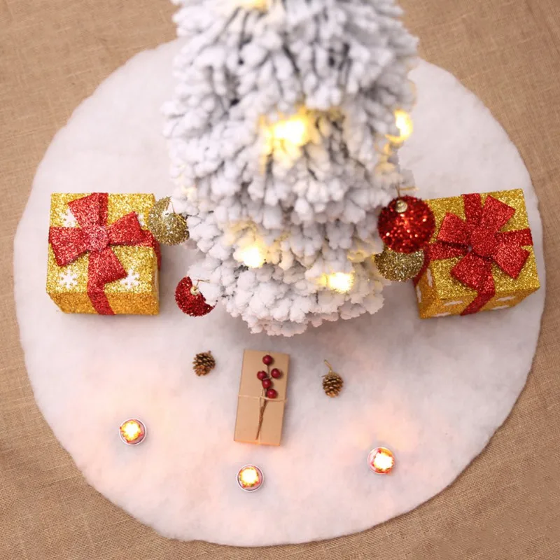 

1pc White Plush Christmas Tree Skirts Fur Carpet Merry Christmas Decoration for Home Noel Natal Tree Skirts New Year Decoration