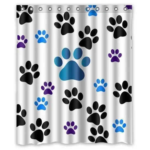 Nanaz Dog Paw Prints Waterproof Shower Curtains Fabric Polyester