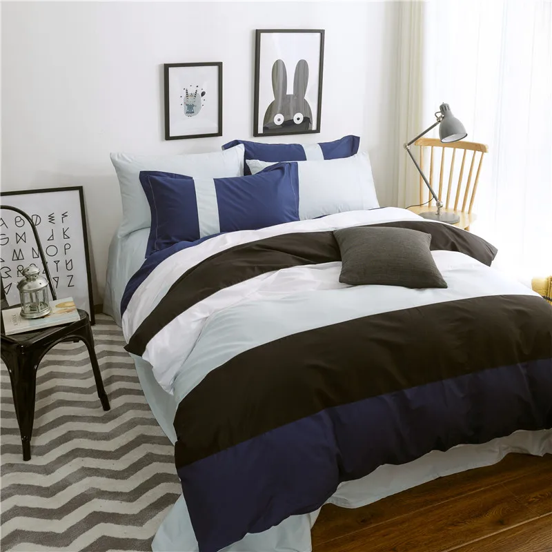 

Neutral Blue Solid Color New High-Quality 40 Count 100% Cotton Pure Color Satin Bedding Set 3/4 Cotton Duvet Cover Set Bed Linen