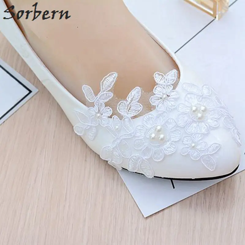 

Sorbern Lace Womens Pumps Beads White Patent Leather Luxury Shoes Women Designers Bridal Wedding Shoes For Brides 4.5Cm/8Cm