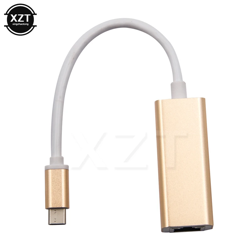 USB Ethernet адаптер USB C type-C сетевая карта RJ45 Lan Проводная для ноутбука MacBook Windows 8/10 10 м/100 м/1000 м алюминиевый сплав - Цвет: Золотой