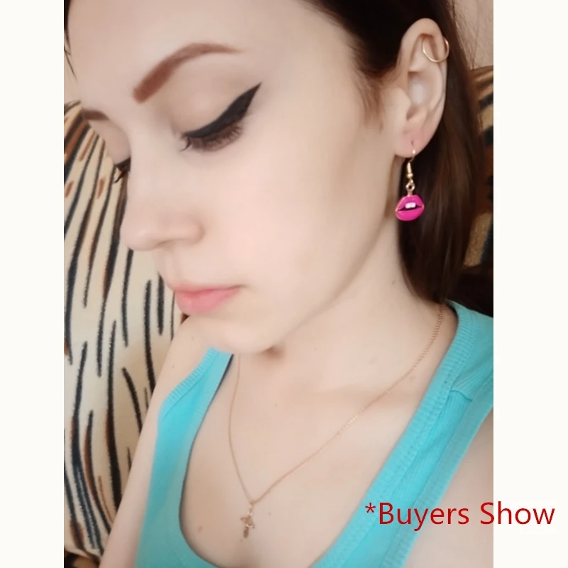 Женские серьги для макияжа DoreenBeads модные золотистые с эмалью цвета фуксии и губ 37