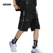 Мужские шорты-шаровары с несколькими карманами и эластичной резинкой на талии, повседневные короткие брюки в стиле уличного панк, хип-хоп, мужские шорты для бега