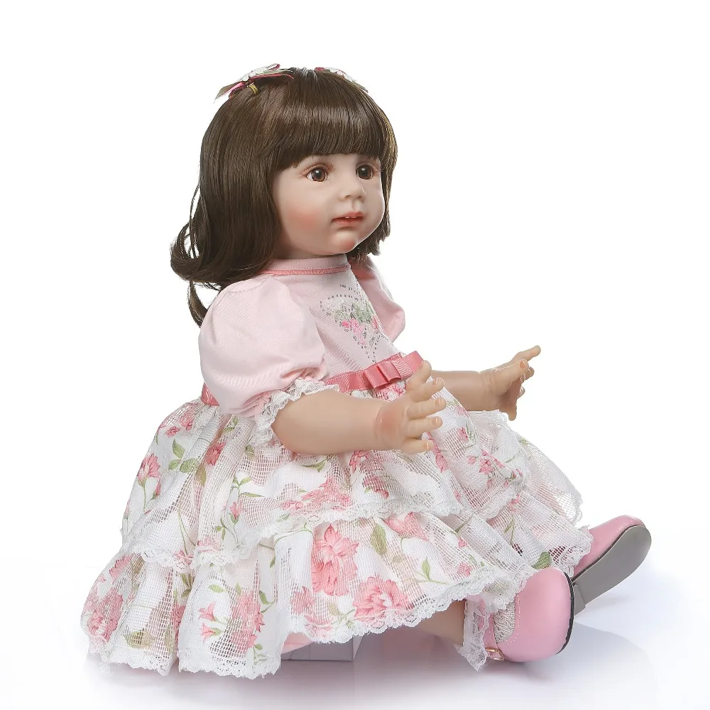 NPK 60 см Высокое качество реборн малыш фридолин принцесса bebe Кукла реборн длинные вьющиеся волосы кукла 6-9 м реальный размер ребенка