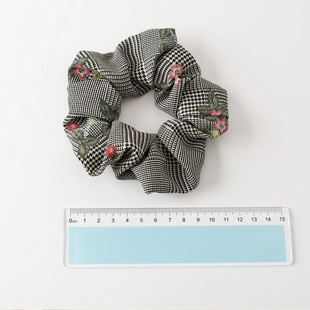 Floral Flamingo Solid Houndstooth Design Women Hair Accesorios Hair Tie Scrunchie Ponytail Hair Holder Rope