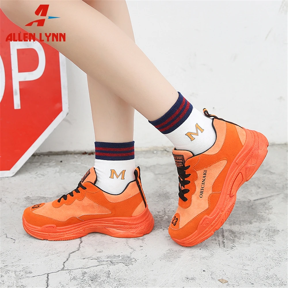 

ALLENLYNN New INS Hot Brand Bright Colors Girl Platform Sneakers Women 2019 Autumn Fashion Women Dad Shoes Woman Flats