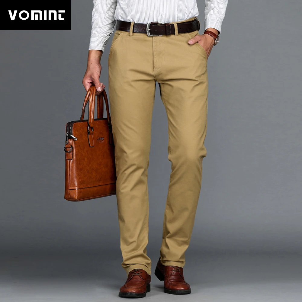 Goedkoop VOMINT broek mannen nieuwe 2018 Heren Casual Broek Stretch mannelijke broek man lange Rechte Blauw Kaki plus size broek pak broek