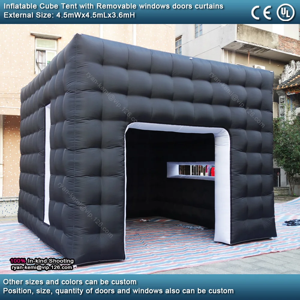 4.5mwx4.5mlx3.6mH Black White Inflatable Cube Tent Outdoor Portable Events Room Shelter For Trade Show Party Photo Booth 2