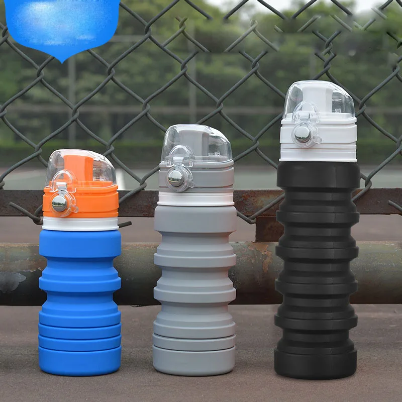 

500ML Silicone Water Bottle Folding Foldable Drinkware Portable Outdoor Cup Travel Collapsible Drinking Retractable Flask for Sp