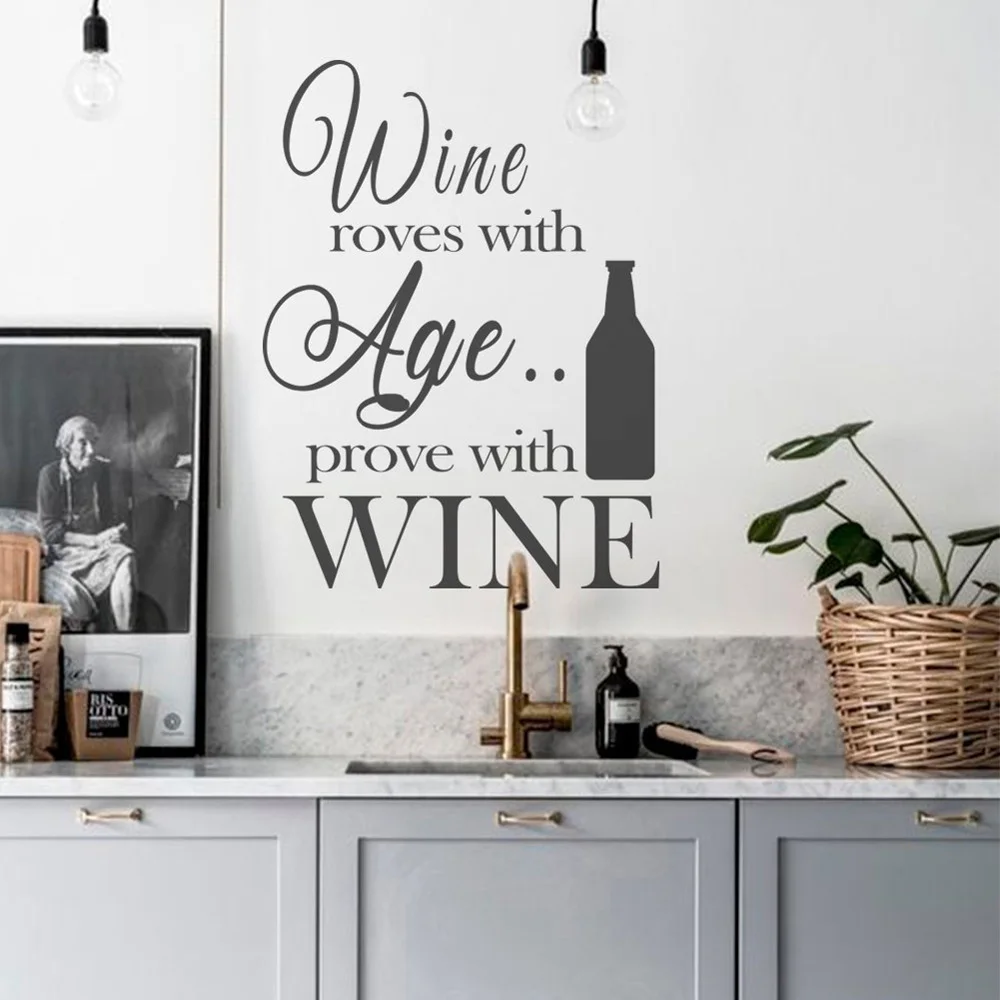 Kitchen wall sticker for tile Kitchen Quote decal Kitchen Wine bottle sticker Family quote decal Kitchen vinyl wall decors G41