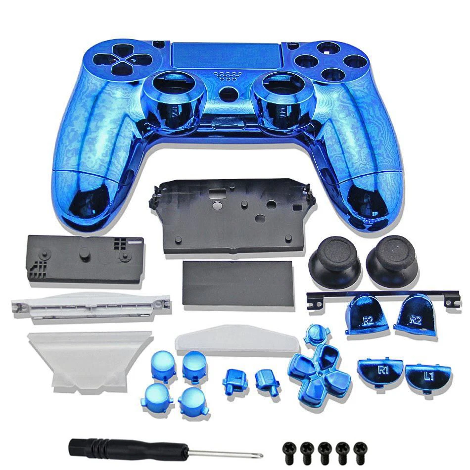 PS4 полный корпус оболочки кнопки крышка хромированный чехол для playstation 4 DualShock 4 PS 4 V1 беспроводной контроллер замена