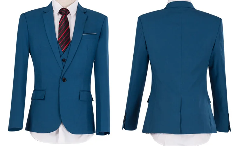 (Jacket+vest+pants )3pcs Slim Fit Suit Men Notch Lapel 2017 Latest Coat Pant Designs Wedding Groom Leisure Tuxedo Business Suit