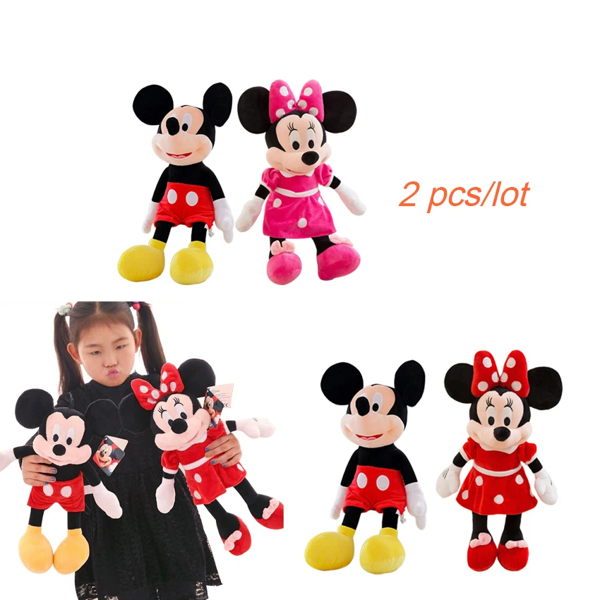 

2pcs/lot 40cm Kawaii Mickey Minnie Mouse Plush Cartoon Figure Toy Cartoon fan soft Stuffed Doll Christmas Kid child lovely gift