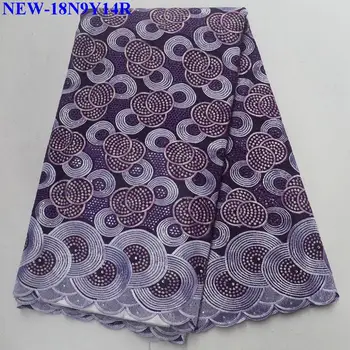 

High Quality Swiss Voile Laces Switzerland Cotton African Dry Cotton Lace Fabric 2018 Purple Nigerian Voile Lace 5yards JHS01