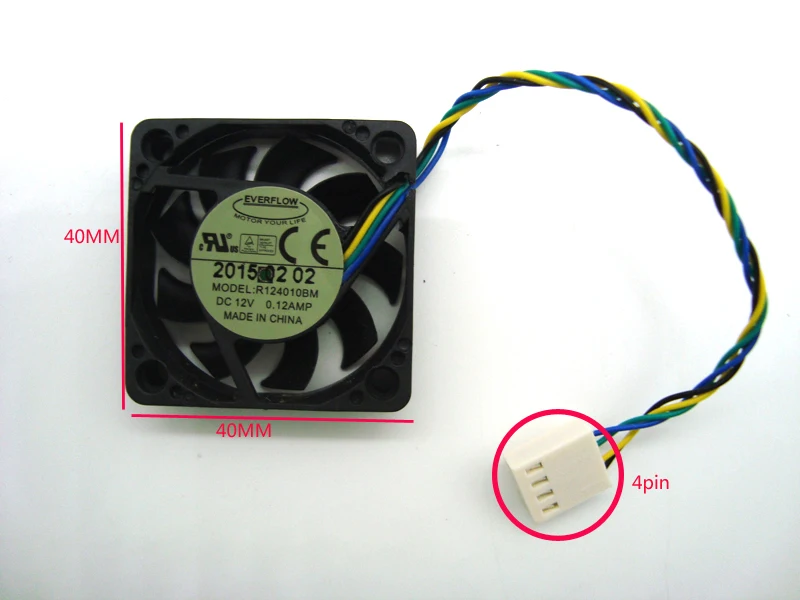 Бесшумный охлаждающий вентилятор EVERFLOW R124010BM 4 см 12 В 4010 А провода контакта| |