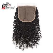 Sunnymay 5x5 кружева закрытие Индийский фигурные человеческих волос отбеленные узлы с ребенком волос свободной части