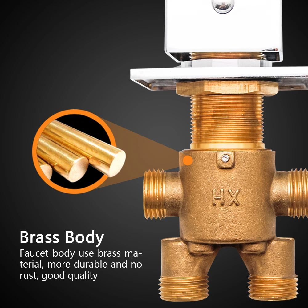 Square Bathtub Tap Brass Switch Control Valve For Bathtub Faucet Shower Mixer Faucet Tap For Baths Cascade Waterfall Diverter 6