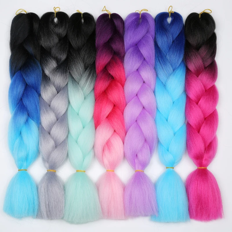 Лиси волосы длинные цветной канекалон Jumbo Синтетические плетение волос крючком блондинка розовый синий серый наращивание волос Jumbo косы