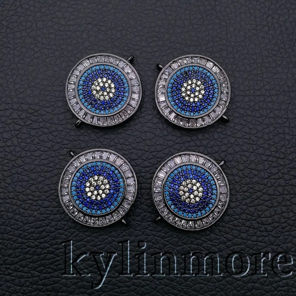 

CN053 1pc 21mm CZ Micro Crystal Pave Coin Jewelry Connector
