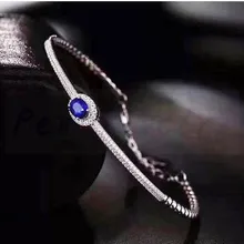 Натуральный Сапфировый Браслет с цепочкой,, натуральный настоящий сапфир, серебро 925 пробы для мужчин или женщин, 0ct драгоценный камень# L18050818