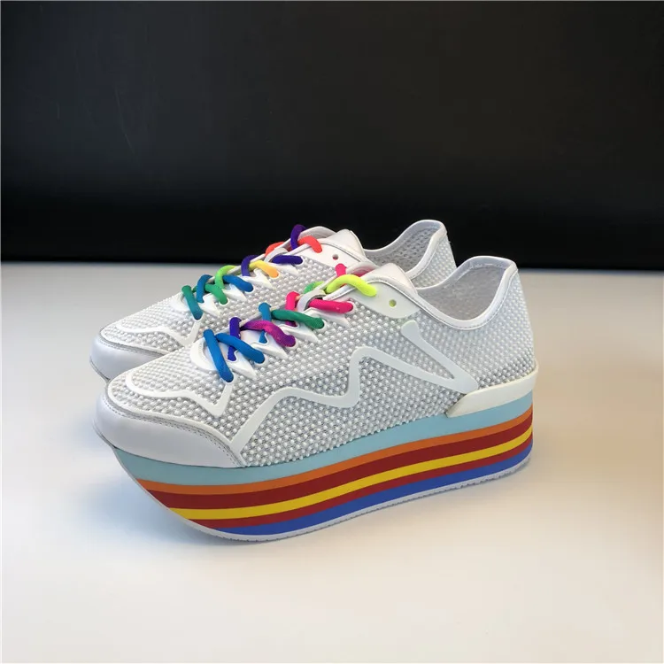 

Hot Shoes Woman Summer Mesh Flats Platform Sneakers Round Toe Shoes Designer Woman Casual Shoes Leather Mujer Flats Female Shoes