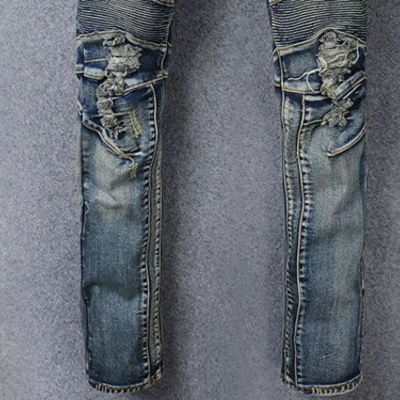 Обтягивающие Мужские джинсы Рваные, с дырками джинсы для мужчин s мужская одежда модные брендовые брюки мужской классический vaqueeros плюс размер 42