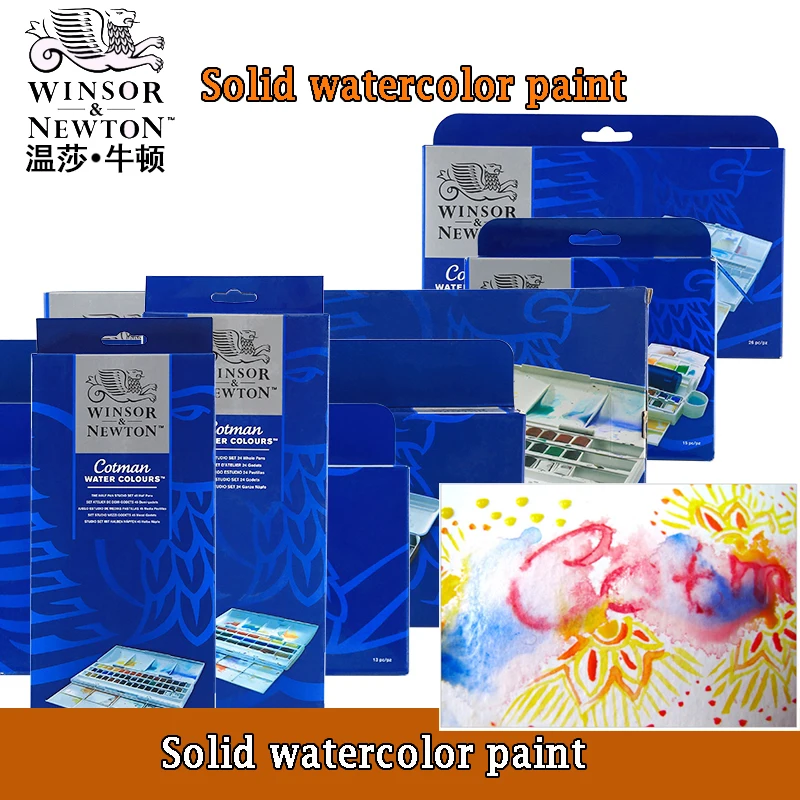 Kaufen WINSOR   NEWTON Solide Pigment Aquarell 8 12 24 36 45 Farbe Cotman Senior Wasser farbe Kunst Zeichnung Lieferungen Hälfte Pfannen Mini