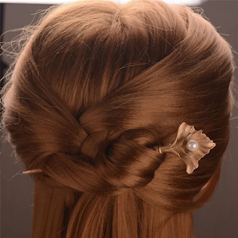 leaves Retro Nature peals simple Hair stick Bob Handmade vintage Women jewelry Chinese hair stick Gift