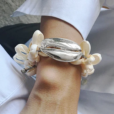 big shell bracelet 2 Boho pulseira feminina натуральная большая раковина Каури Пука браслет браслеты для женщин Подарочная бижутерия ювелирные изделия богемные браслеты - Окраска металла: big shell bracelet 2