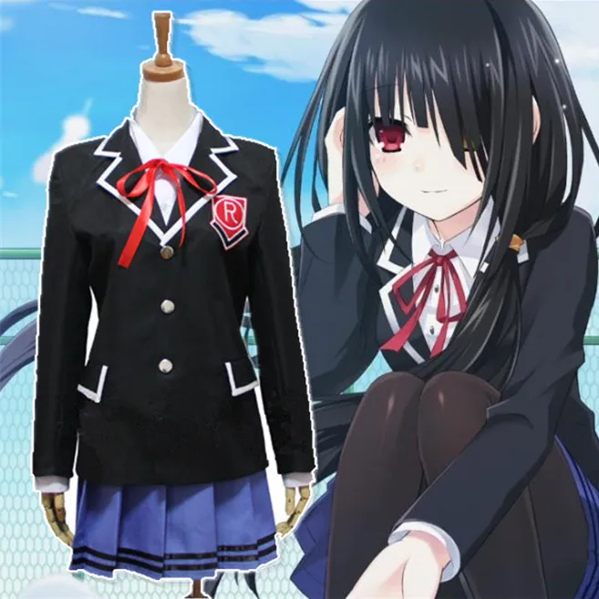 

Anime DATE A LIVE Tokisaki Kurumi Anime Cosplay Costume School Uniform Full Set Halloween Cosplay Costume Send Socks