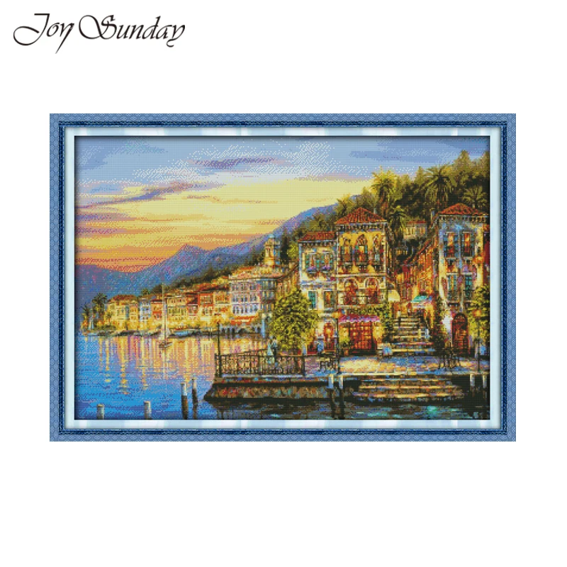 

Joy Sunday Counted Cross stitch kit Landscape Pattern Printed on Canvas 11CT 14CT DMC DIY Handwork Chinese Embroidery Needlework