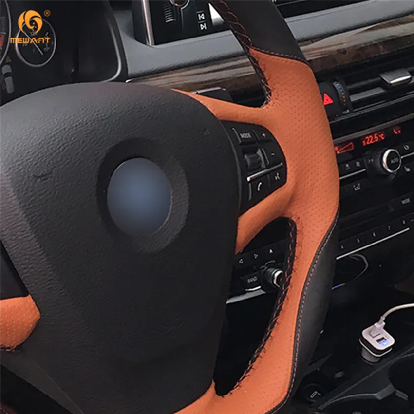 MEWANT черный кожаный оранжевый чехол рулевого колеса автомобиля для BMW F25 X3 2011 2017 F15