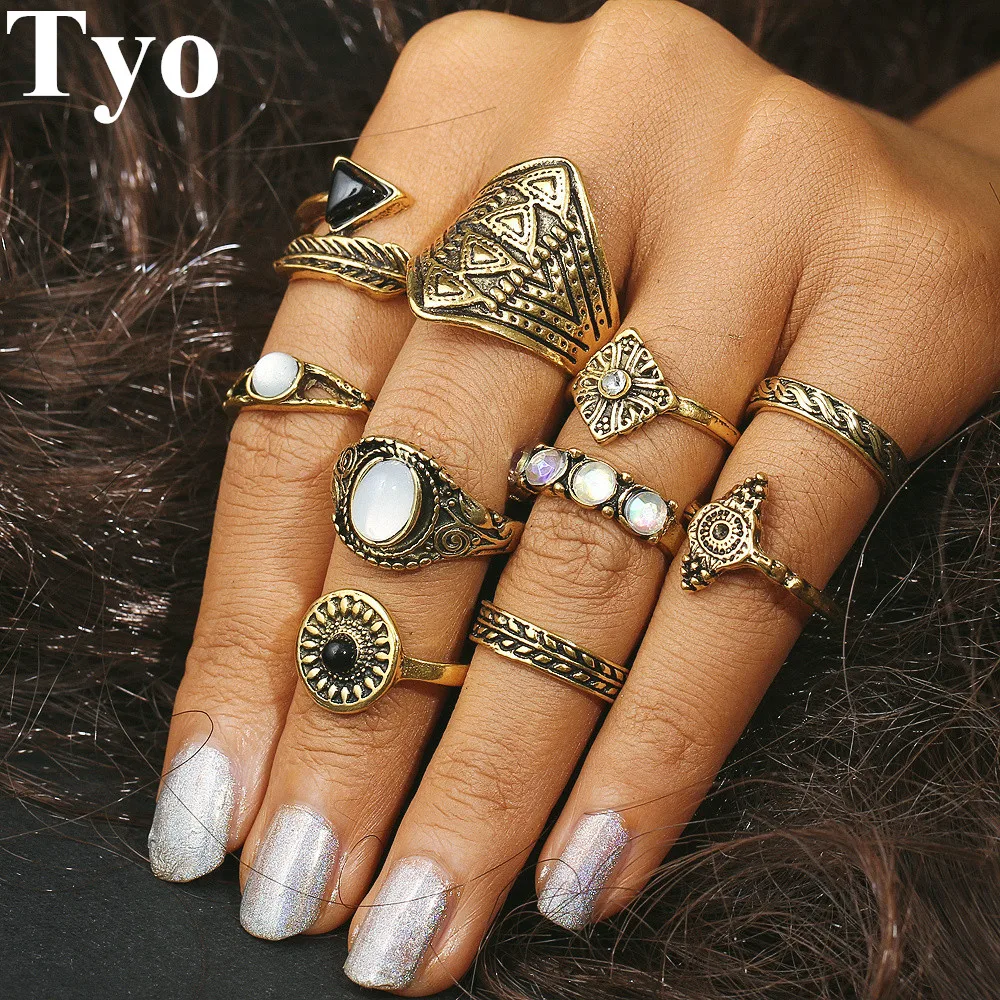 

TYO Brand 20 Style Rings Set Chooses Boho Beach Vintage Punk Knuckle Ring For Women Fashion Charm Finger Jewelry Gift for Girl