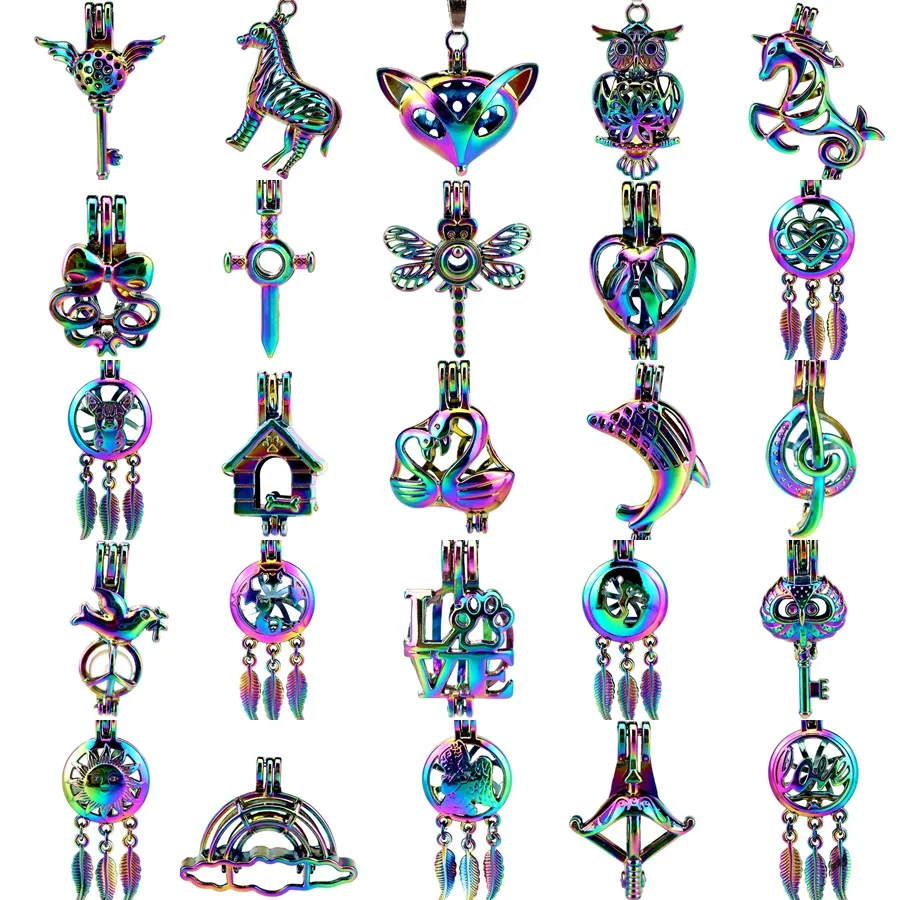 Fashion Bird Cage Tassel Cap Head Pave Clear Zircon Connector Charm Beads