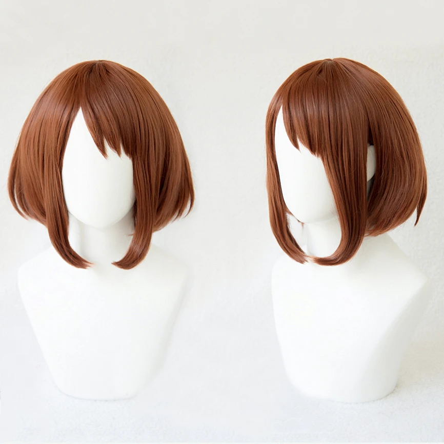 Парик для косплея My Hero Academia Boku no Hiro Akademia Uraraka Ochako короткий коричневый термостойкий